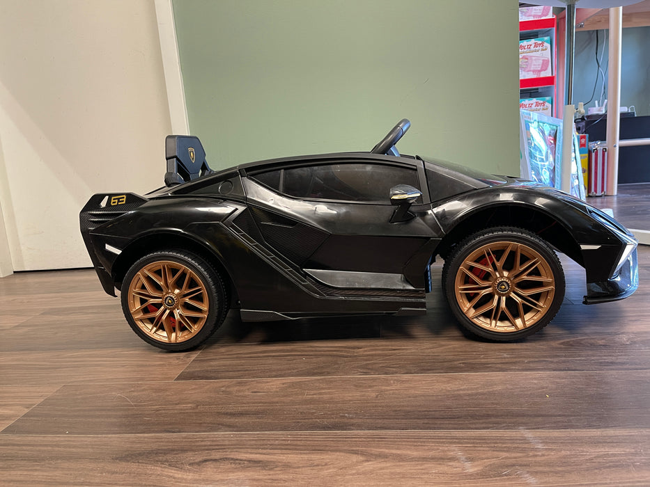 Refurbished Lamborghini SIAN FKP 37 with Scissor Doors and Remote Control. Childrens Electric Cars 12V Licensed
