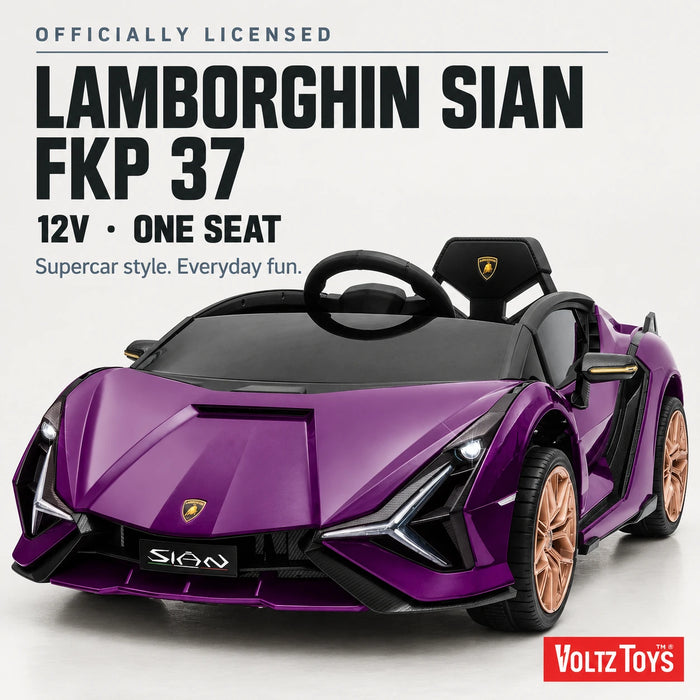 Lamborghini SIAN FKP 37 12V Ride on Car avec portes ciseaux et télécommande, sous licence