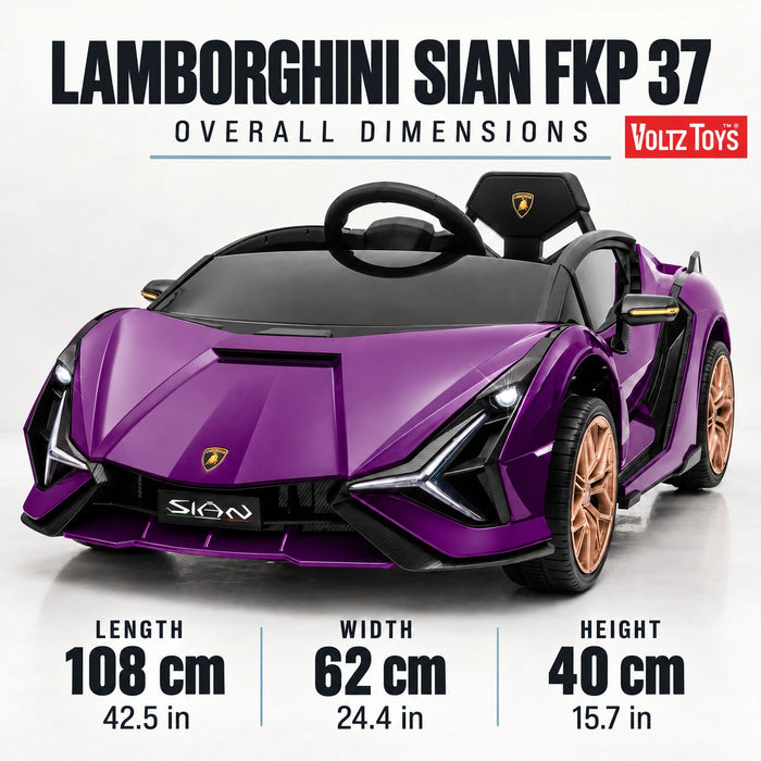 Lamborghini SIAN FKP 37 12V Ride on Car avec portes ciseaux et télécommande, sous licence