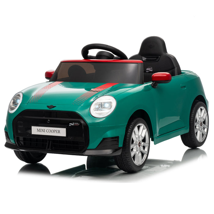 Licensed Mini Cooper Ride On Car for Kids, 12V Electric Battery Powered Vehicle with Remote Control, LED Lights, MP3 Player & Transport Wheels, Gift for Boys & Girls Ages 3+
