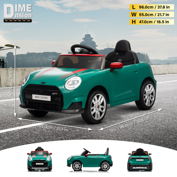 Licensed Mini Cooper Ride On Car for Kids, 12V Electric Battery Powered Vehicle with Remote Control, LED Lights, MP3 Player & Transport Wheels, Gift for Boys & Girls Ages 3+