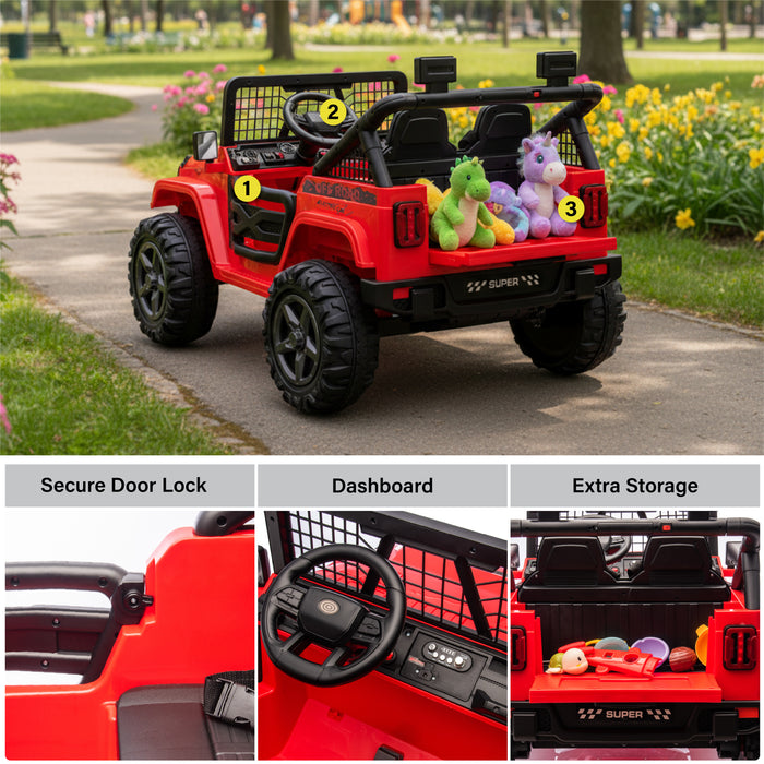 Voiture Jeep 2 places HAVOC 24 V pour enfants, jouet à monter avec portes ouvertes, lumières réalistes et télécommande