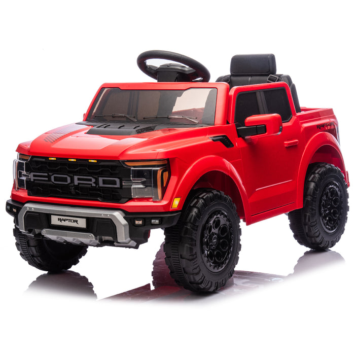 Licensed Ford F-150 Raptor 12V Ride-On Truck for Kids – Dual 25W Motors, Remote Control, LED Lights & Music