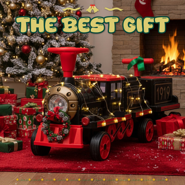 Locomotive Train 12V Ride on Train Car Toy for Kids and Parents with Carriage - 2 Seater/2+ Seater