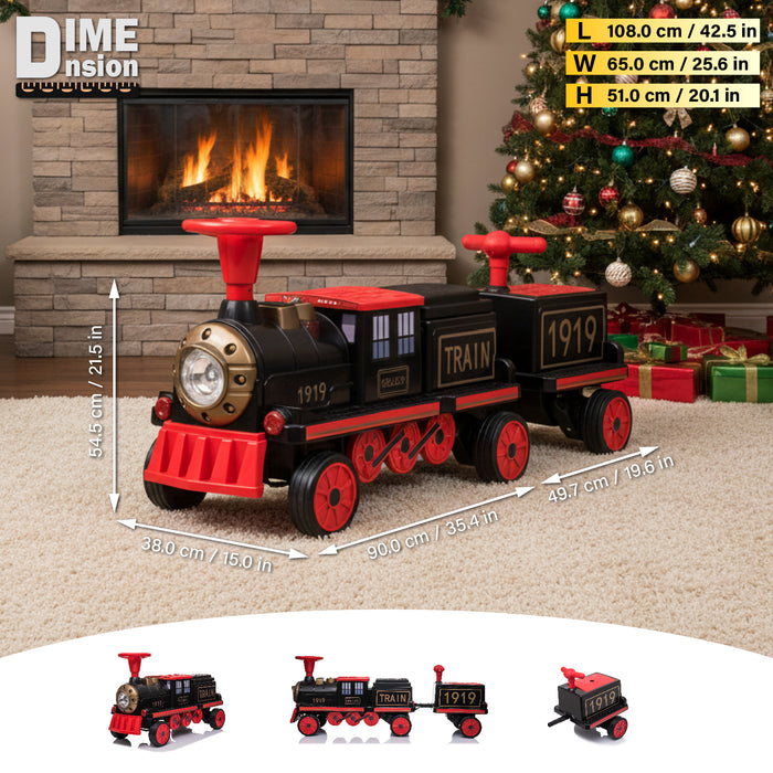 Locomotive Train 12V Ride on Train Car Toy for Kids and Parents with Carriage - 2 Seater/2+ Seater