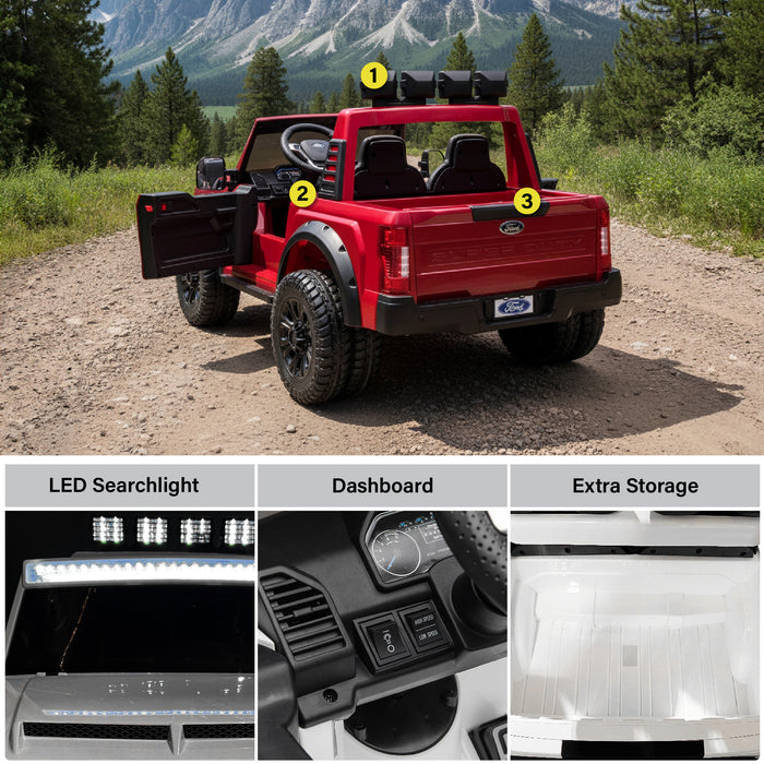 Ford Super Duty F450 Dually 2 Seaters 24V Ride-on Truck with Dual Rear-Wheel, Remote Control, EVA Tires, Licensed