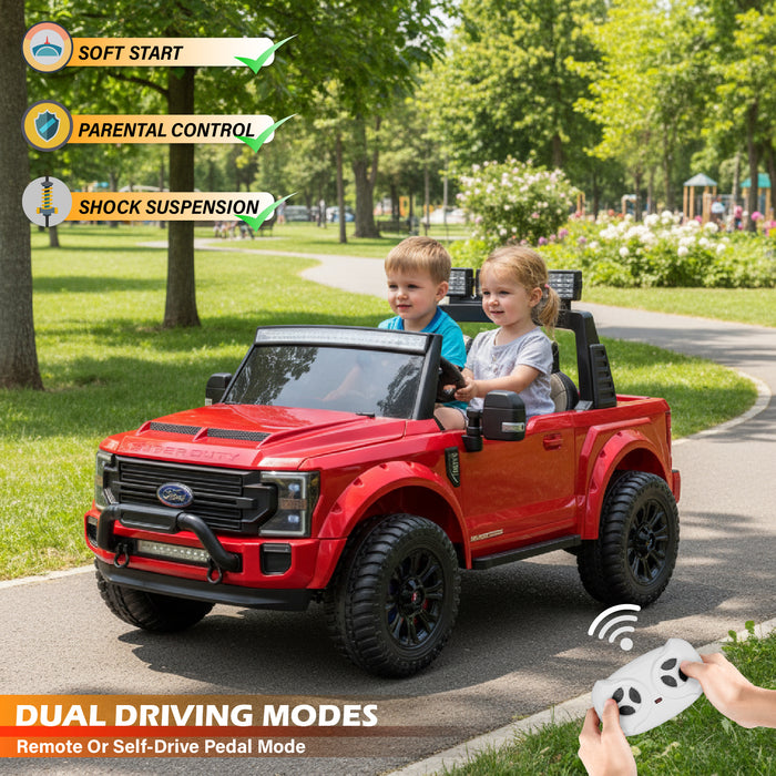 Ford Super Duty F450 Dually 2 Seaters 24V Ride-on Truck with Dual Rear-Wheel, Remote Control, EVA Tires, Licensed