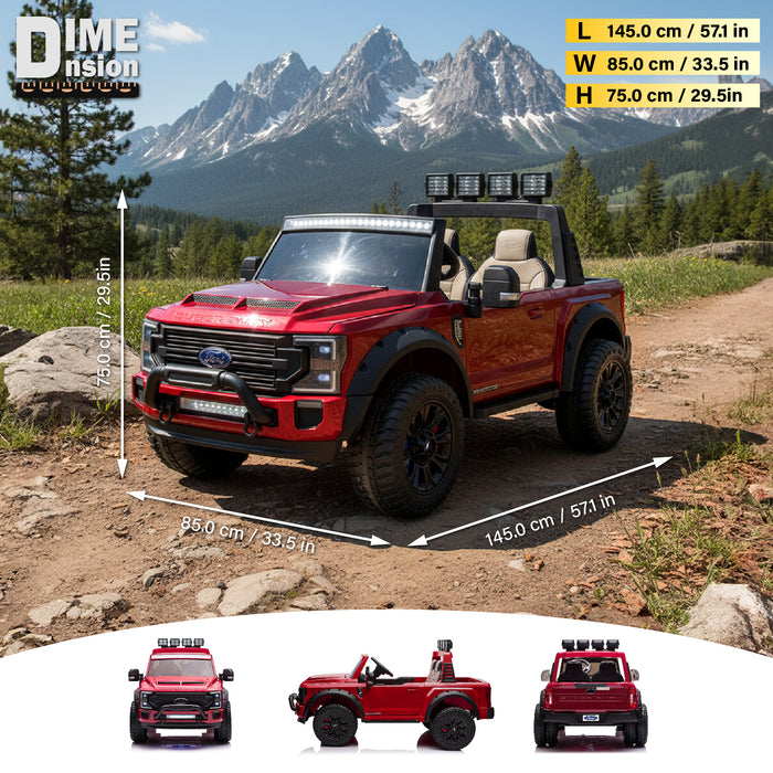 Ford Super Duty F450 Dually 2 Seaters 24V Ride-on Truck with Dual Rear-Wheel, Remote Control, EVA Tires, Licensed
