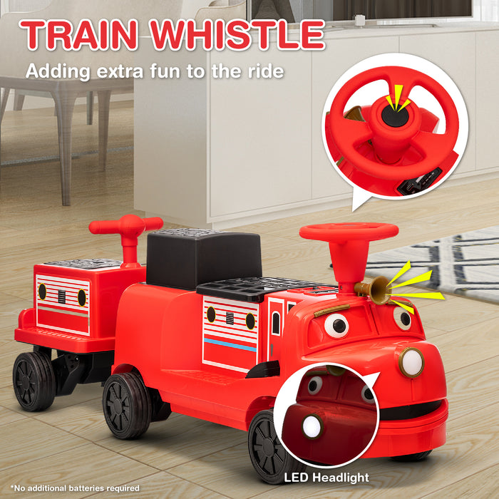 Officially Licensed Chuggington® Electric Ride-On Train with Whistle, Music Player & 2+/2 Seater – 12V, Red or Blue, Detachable Carriage