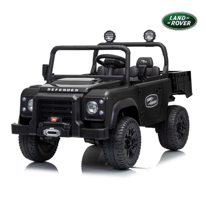M2 Classic Land Rover Defender kids ride on car front angle with LED headlights