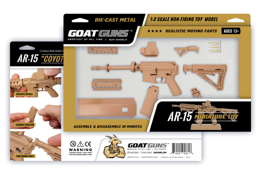 Miniature 1:3 Scale Model Mini AR-15 Diecast Metal Building Kit - Coyote
