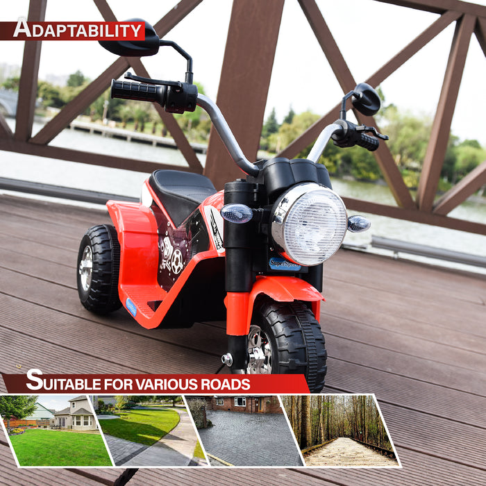 Kids Motorcycle 6V with 3 Wheels, Realistic Lights