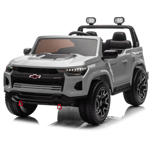 Licensed black Chevrolet Colorado kids ride-on pickup truck 24V, realistic off-road toy car with remote control, MP3 player and EVA rubber tires