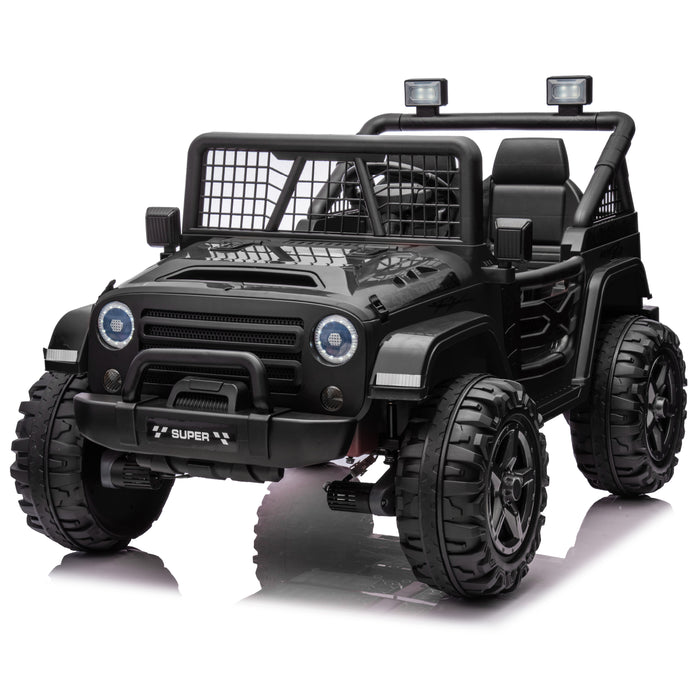 Voiture Jeep 2 places HAVOC 24 V pour enfants, jouet à monter avec portes ouvertes, lumières réalistes et télécommande