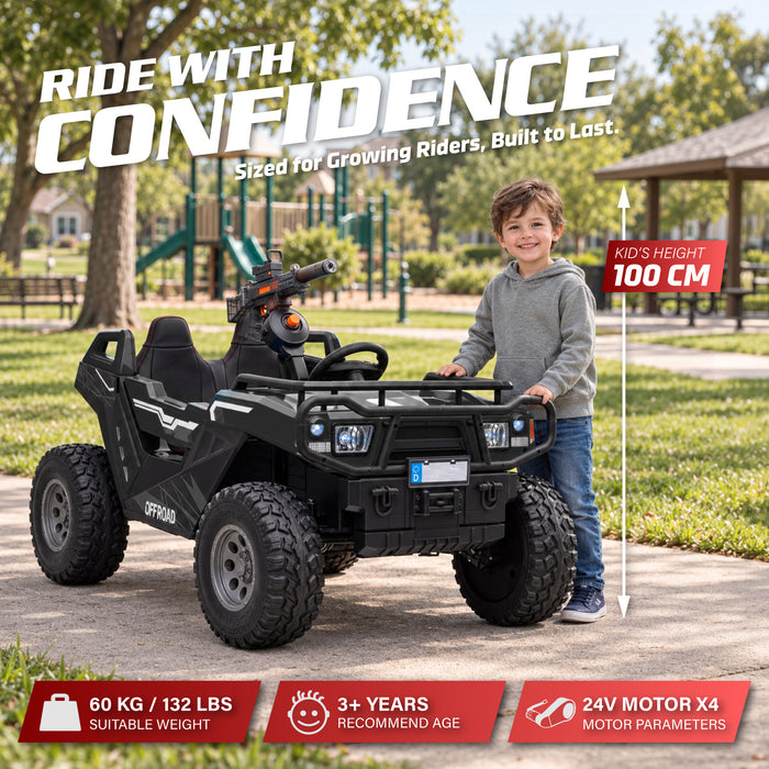 Dune Buggy 2 Seater 24V Off-Road UTV with EVA Tires and Remote Control, 4WD