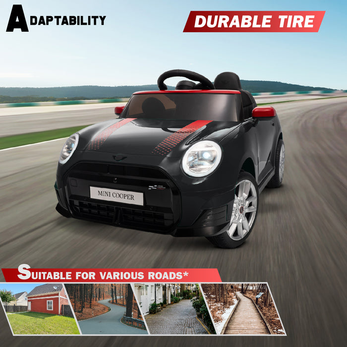 Licensed Mini Cooper Ride On Car for Kids, 12V Electric Battery Powered Vehicle with Remote Control, LED Lights, MP3 Player & Transport Wheels, Gift for Boys & Girls Ages 3+