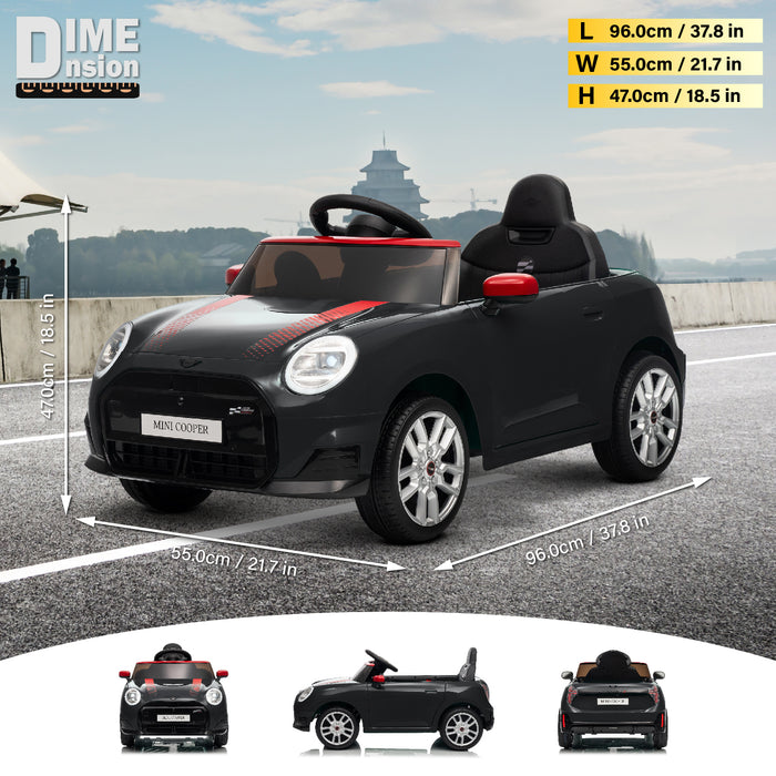 Licensed Mini Cooper Ride On Car for Kids, 12V Electric Battery Powered Vehicle with Remote Control, LED Lights, MP3 Player & Transport Wheels, Gift for Boys & Girls Ages 3+