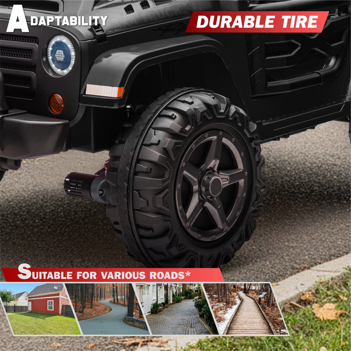 Voiture Jeep 2 places HAVOC 24 V pour enfants, jouet à monter avec portes ouvertes, lumières réalistes et télécommande