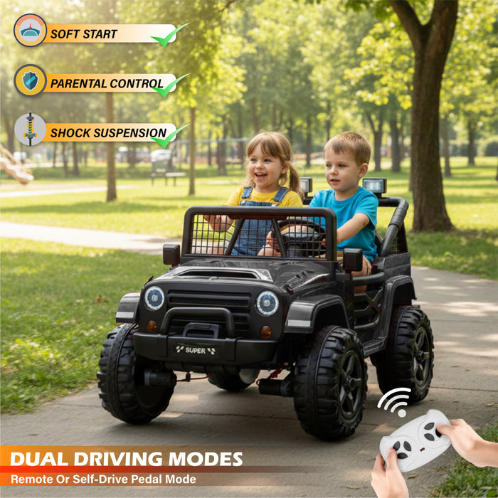 Voiture Jeep 2 places HAVOC 24 V pour enfants, jouet à monter avec portes ouvertes, lumières réalistes et télécommande