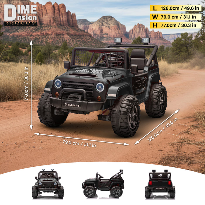 Voiture Jeep 2 places HAVOC 24 V pour enfants, jouet à monter avec portes ouvertes, lumières réalistes et télécommande