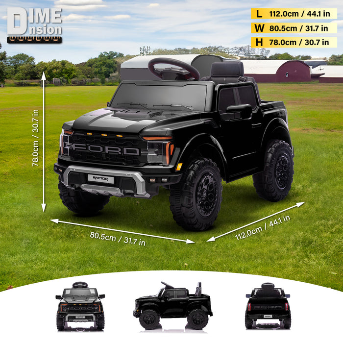Licensed Ford F-150 Raptor 12V Ride-On Truck for Kids – Dual 25W Motors, Remote Control, LED Lights & Music