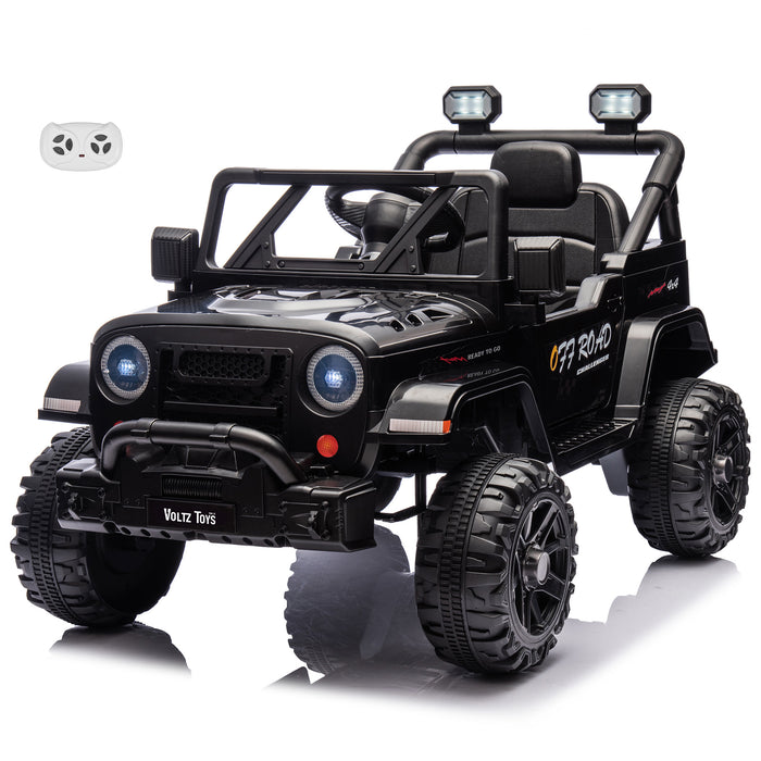 Jeep 12V Kids Ride On Car Toy with Open Doors, Realistic Lights and Remote Control