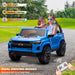 Blue Chevrolet Colorado licensed 24V kids ride-on truck, 2-seater electric pickup car for kids with parental remote control, LED lights, and music player