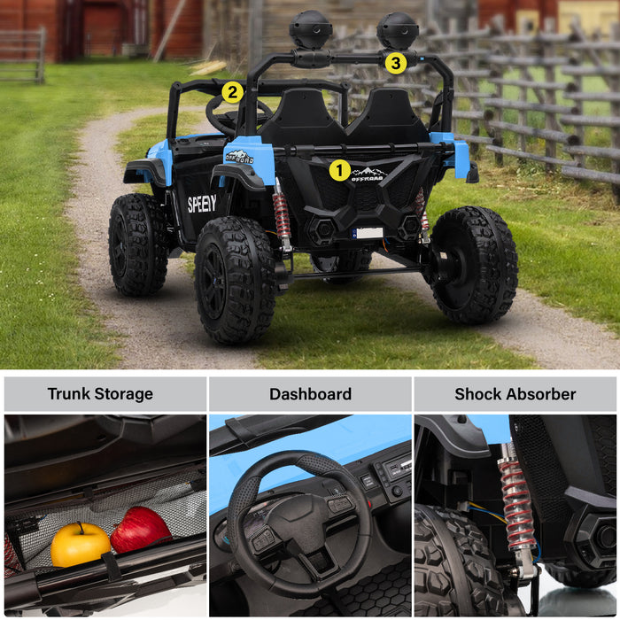 24V 2 Seater Electric UTV Ride-On Car for Kids – [Reinforced Metal Frame] | Jeep-Style Buggy with Remote Control