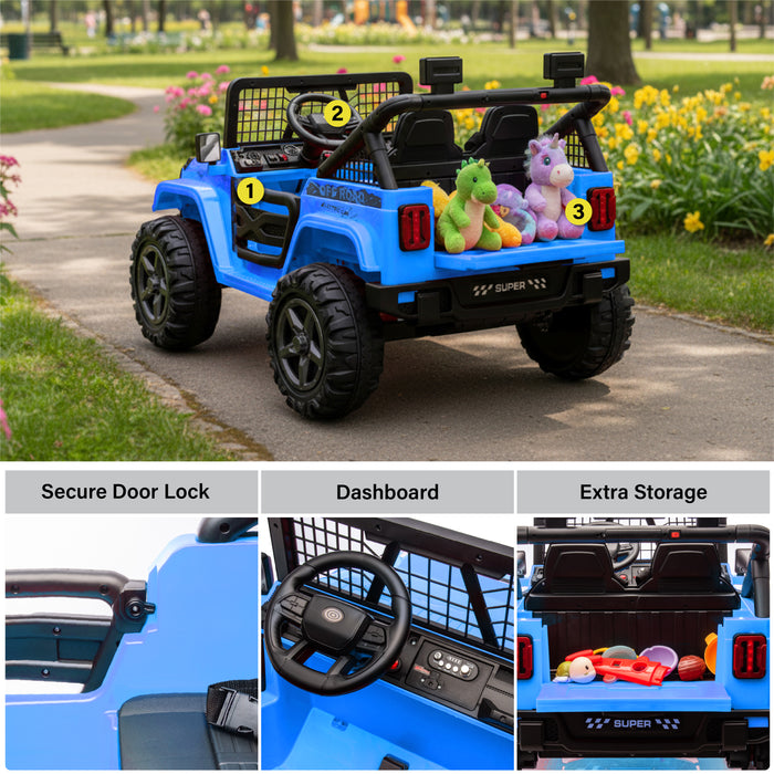 Voiture Jeep 2 places HAVOC 24 V pour enfants, jouet à monter avec portes ouvertes, lumières réalistes et télécommande