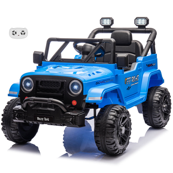 Jeep 12V Kids Ride On Car Toy with Open Doors, Realistic Lights and Remote Control