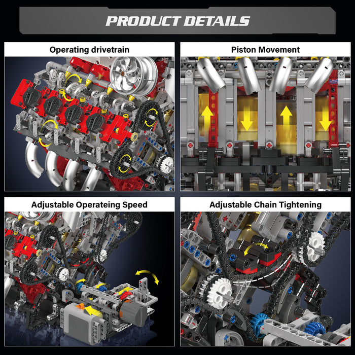 Mould King F488 3.9L V8 Engine - 2718Pcs