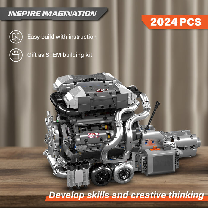 Mould King 8.0L W16 Quad Turbo Engine - 2024Pcs