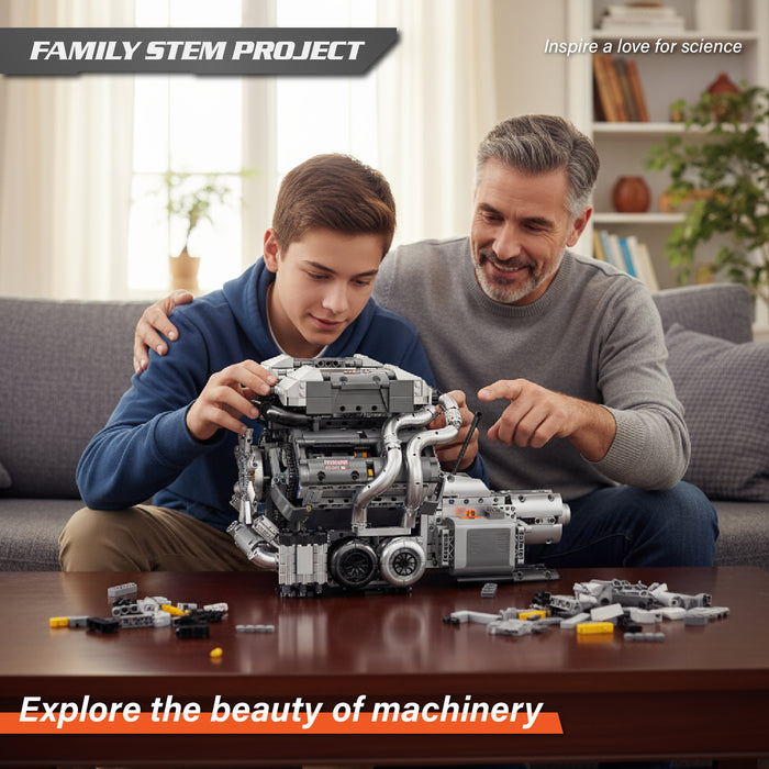 Mould King 8.0L W16 Quad Turbo Engine - 2024Pcs