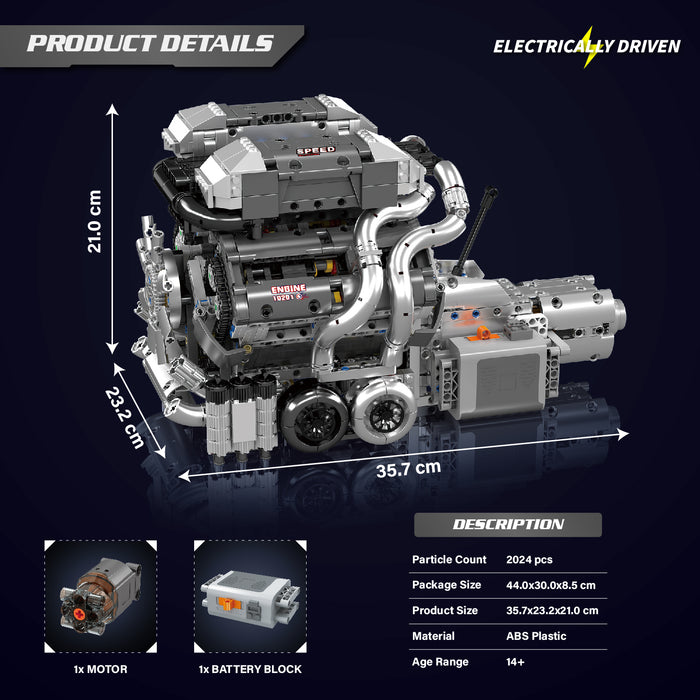 Mould King 8.0L W16 Quad Turbo Engine - 2024Pcs