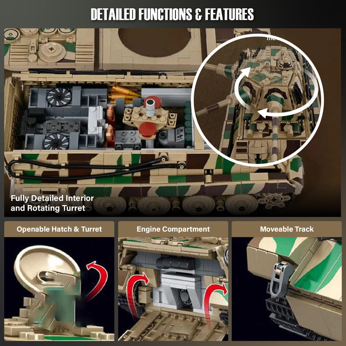 Panlos 632016 Char lourd allemand King Tiger de la Seconde Guerre mondiale en briques