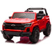 Red Chevrolet Colorado 24V kids ride-on pickup truck with remote control and realistic design