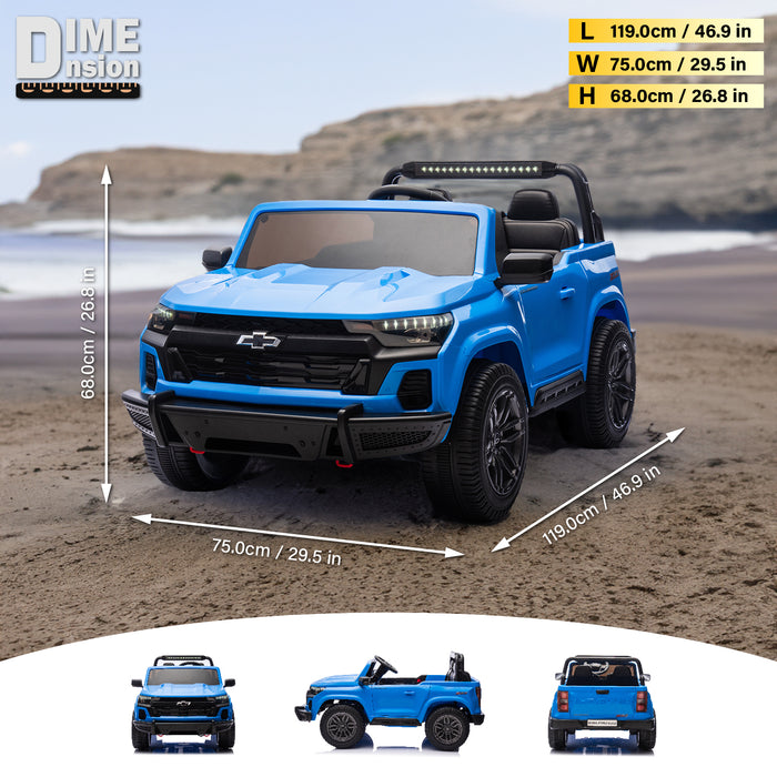 Chevrolet Colorado 24V kids ride-on truck dashboard with MP3 and Bluetooth player