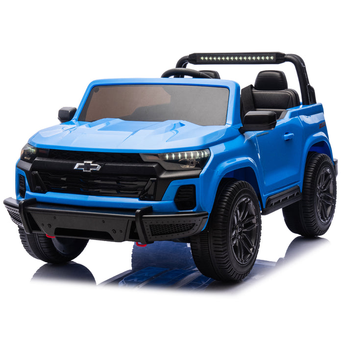 Chevrolet Colorado kids ride-on electric truck dashboard with MP3, Bluetooth, and media controls for fun driving experience