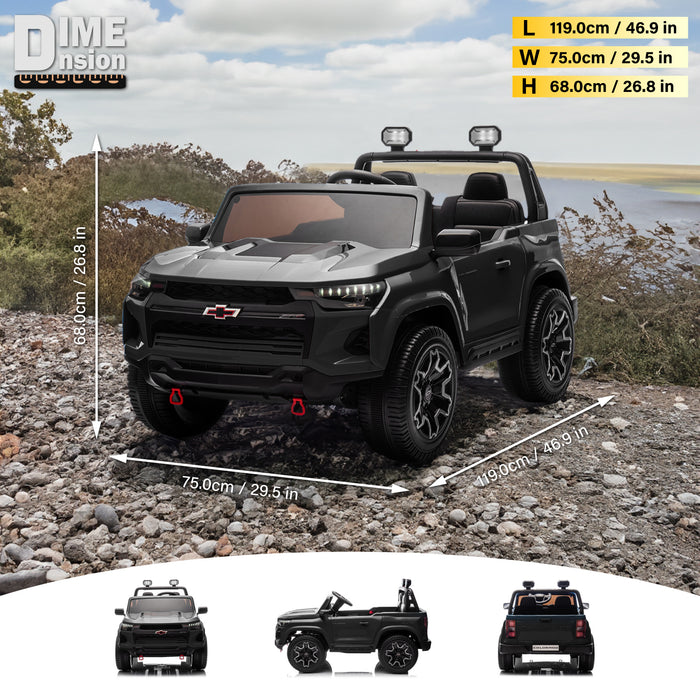 Durable EVA tires of Chevrolet Colorado 24V kids ride-on truck for smooth ride
