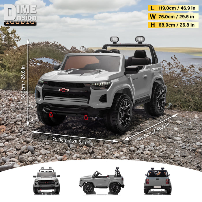 Chevrolet Colorado kids ride-on truck 24V available in blue and black, 2-seater with remote control