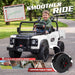 Classic Land Rover Defender kids ride on car front view with LED headlights
