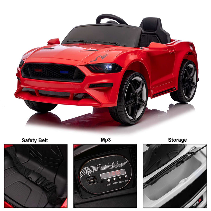 Kids 12V Ride On Muscle Car Toy with Open Doors, Realistic Lights and Remote Control