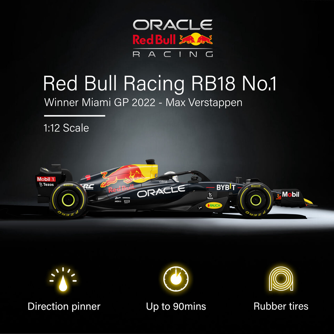 Oracle Red Bull Racing RB18 RC Car 1/12 Scale Licensed Remote Control ...