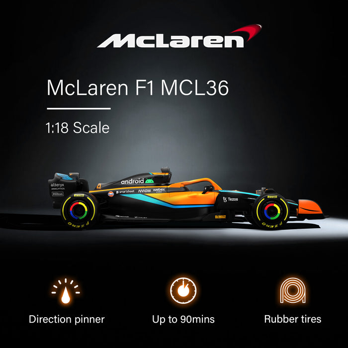 McLaren F1 MCL36 RC Car 1/18 Scale Licensed Remote Control Toy Car, Official F1 Merchandise by Rastar