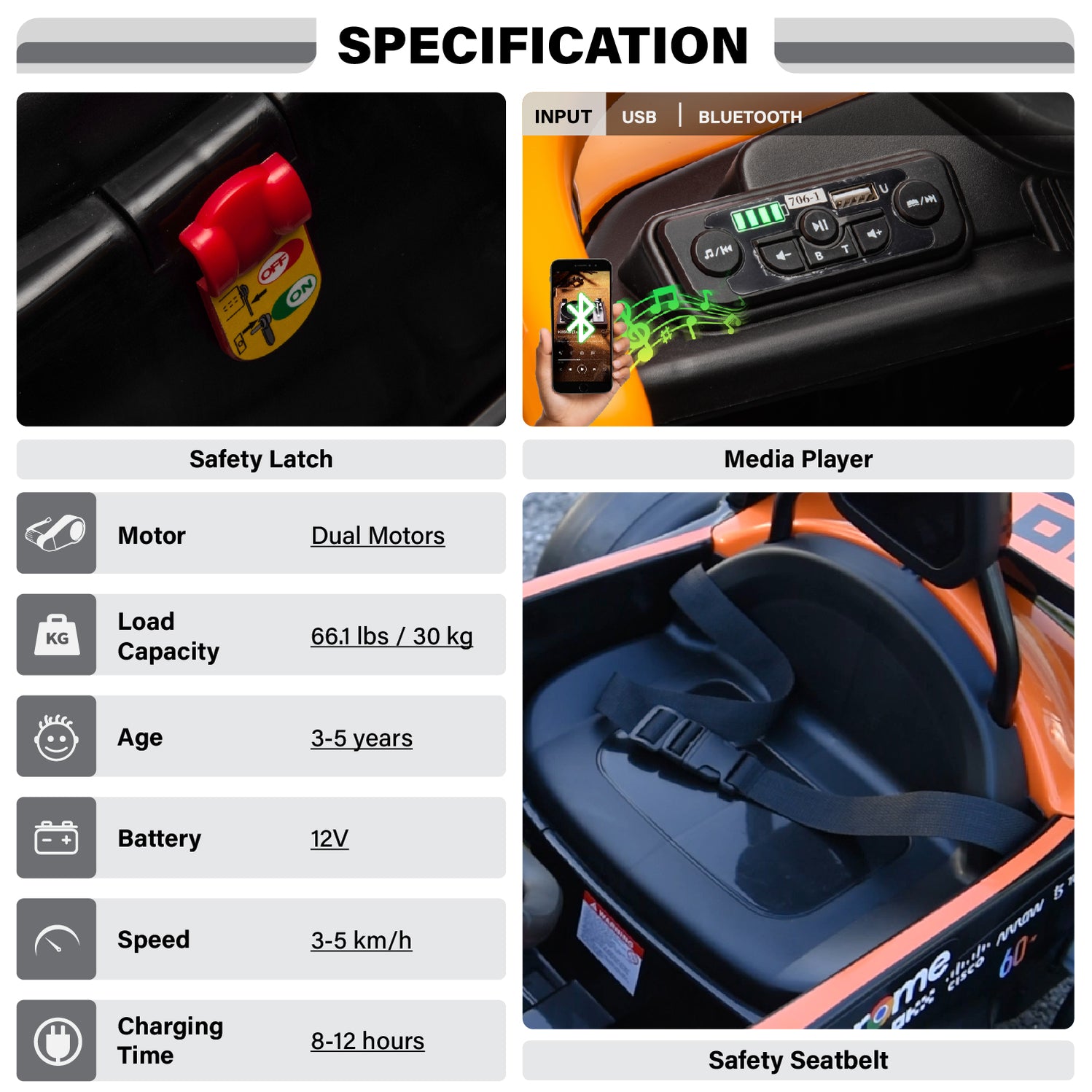 McLaren F1 12V Ride on Car for Kids with Remote Control, LED Lights an