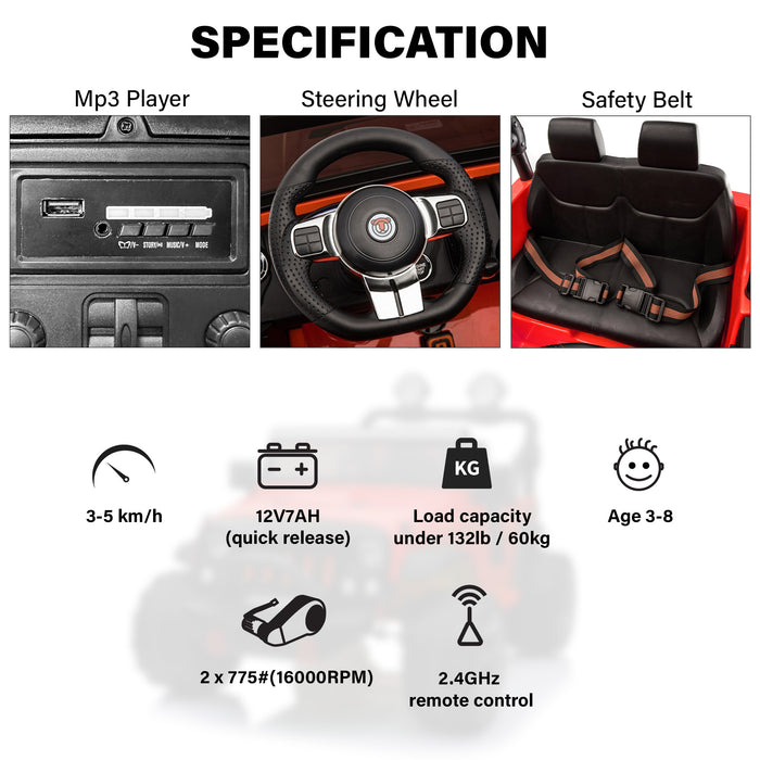 Jeep Wrangler 12V 2 places Classic Ride on Car Toy avec télécommande et lecteur MP3 
