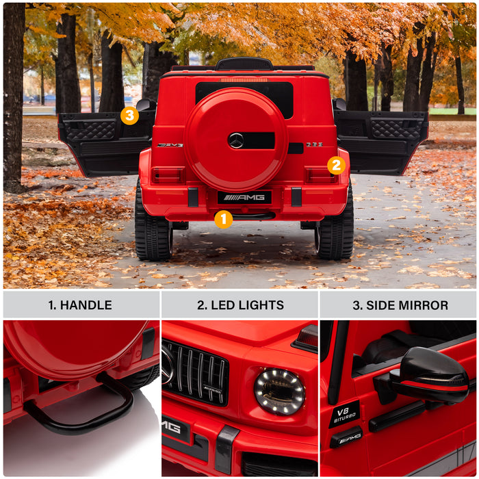 Voiture Mercedes-Benz AMG G63 12V avec télécommande et siège en cuir, sous licence