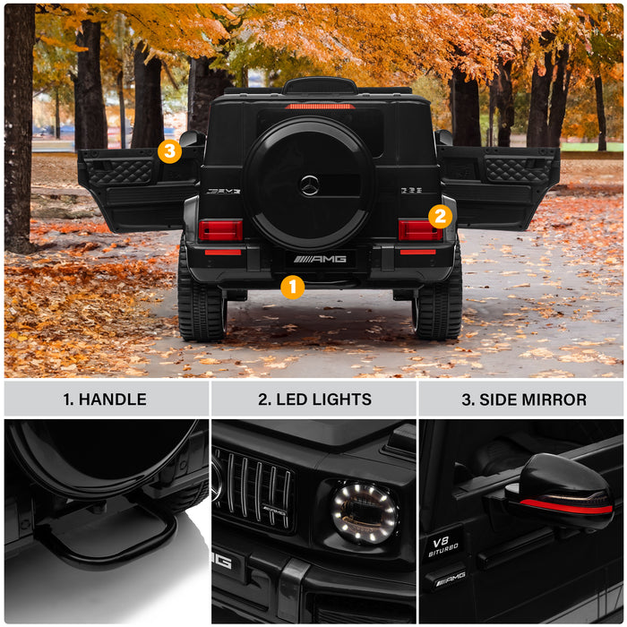 Voiture Mercedes-Benz AMG G63 12V avec télécommande et siège en cuir, sous licence