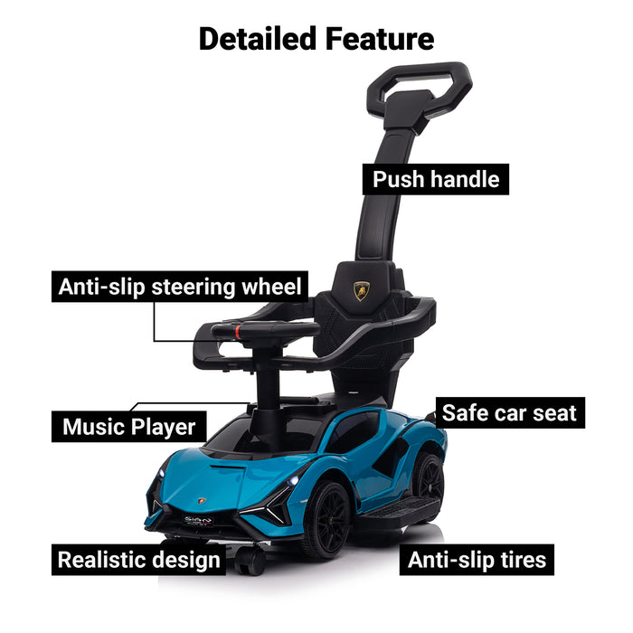 Lamborghini SIAN Push Car Pedal Ride On Car with Music and Lights, Licensed