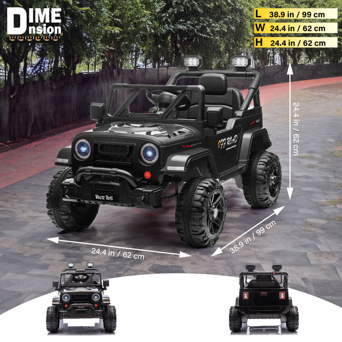 Jeep 12V Kids Ride On Car Toy with Open Doors, Realistic Lights and Remote Control